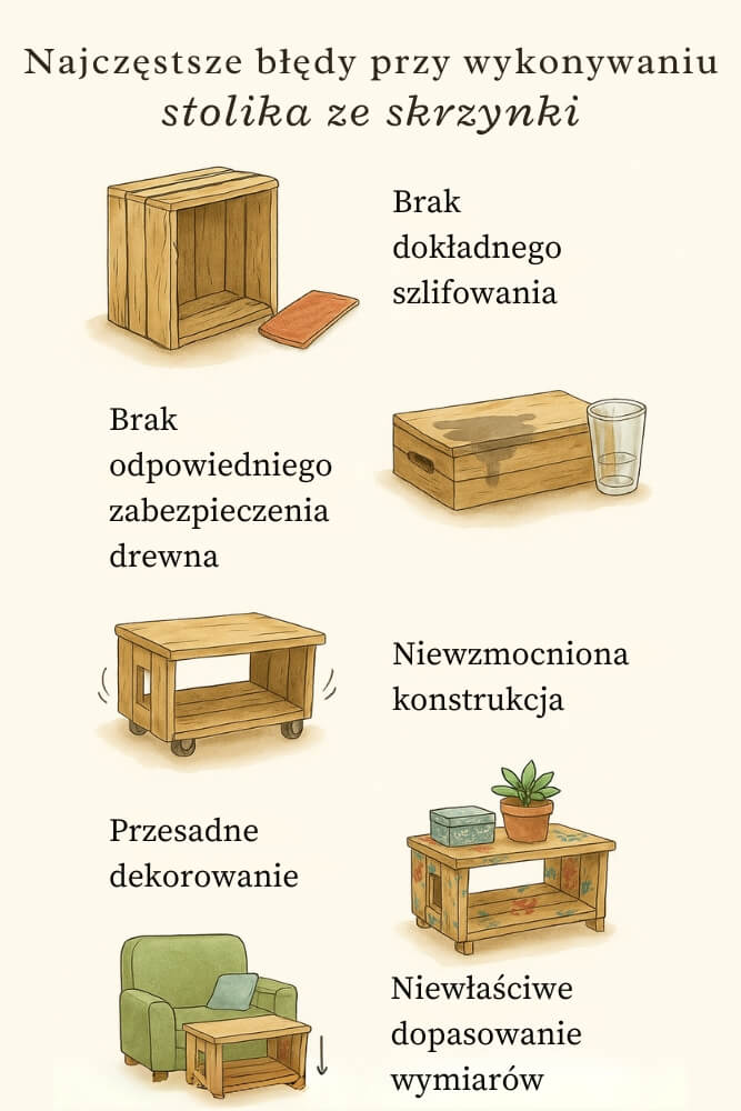najczęstsze błędy przy wykonywaniu stolika diy ze skrzynki