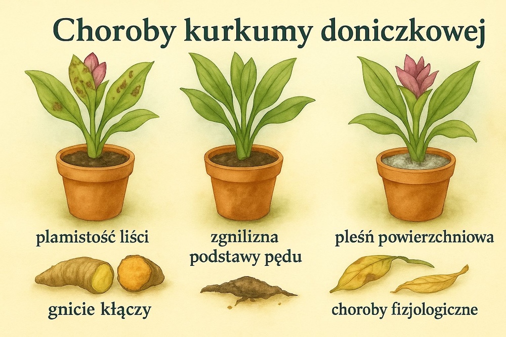 częste schorzenia kurkumy w doniczce najczęstsze choroby kurkumy doniczkowej