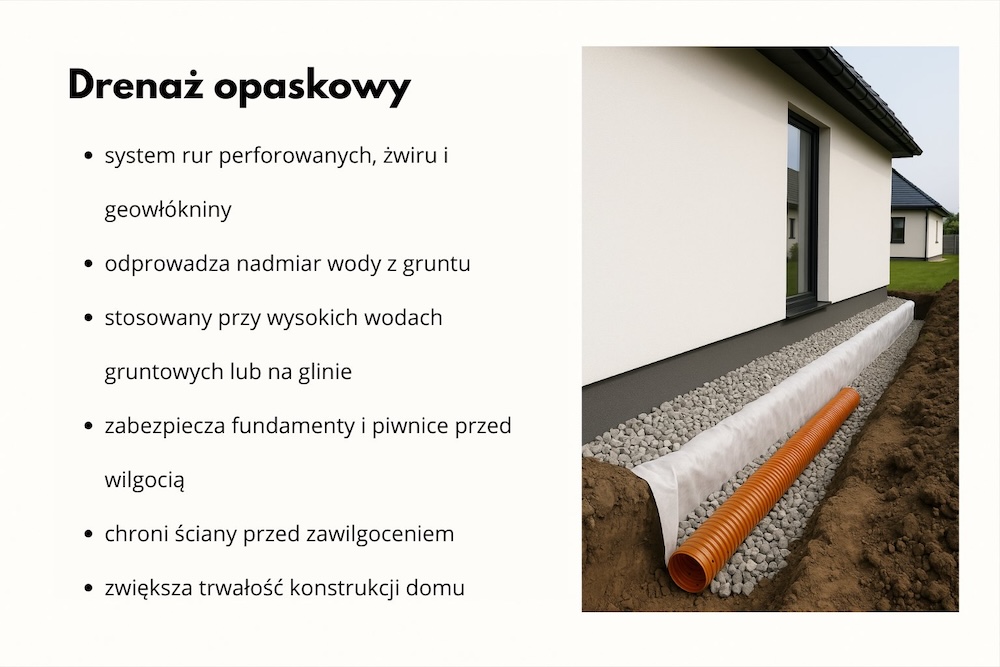 najtańsza opaska wokół domu drenażowa 