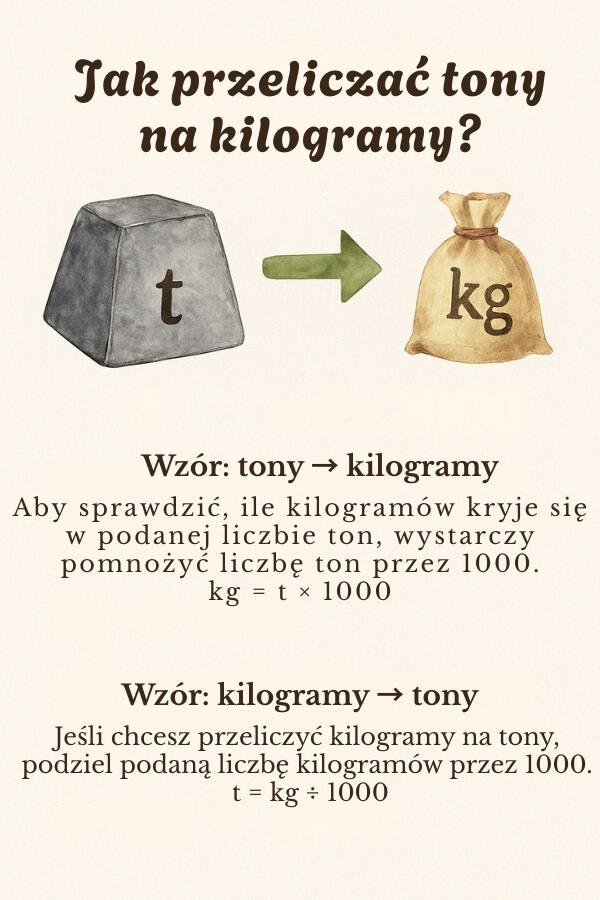 wzór przeliczania kilogramów na tony wzór przeliczania ton na kilogramy