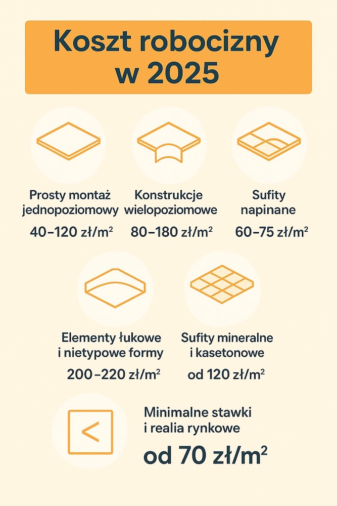 sufit podwieszany - cena za usługę 