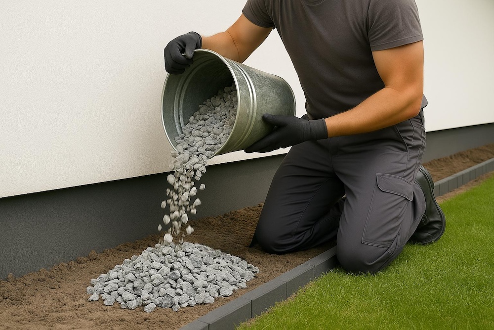 pierwsza warstwa opaski z grubego żwiru 