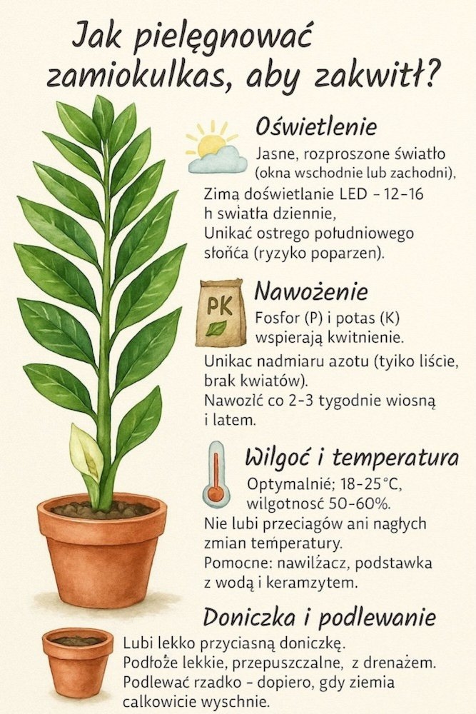 zamiokulkas kwitnienie i zasady pielęgnacji 