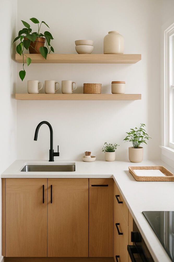 aranżacje kuchni w bloku w stylistyce japandi