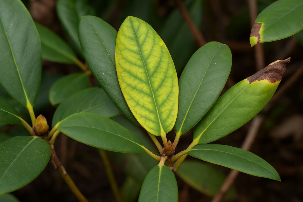 niedobory składników pokarmowych u popularne rododendronów niedobory składników pokarmowych u rododendronów