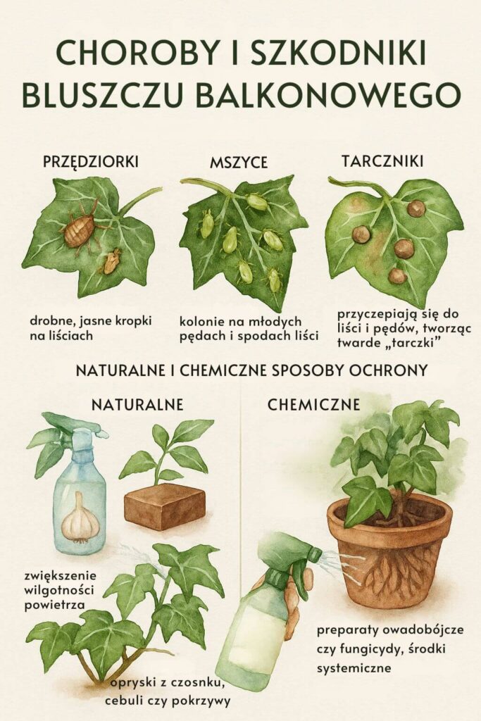 Bluszcz na balkonie - choroby i szkodniki, na które jest podatny