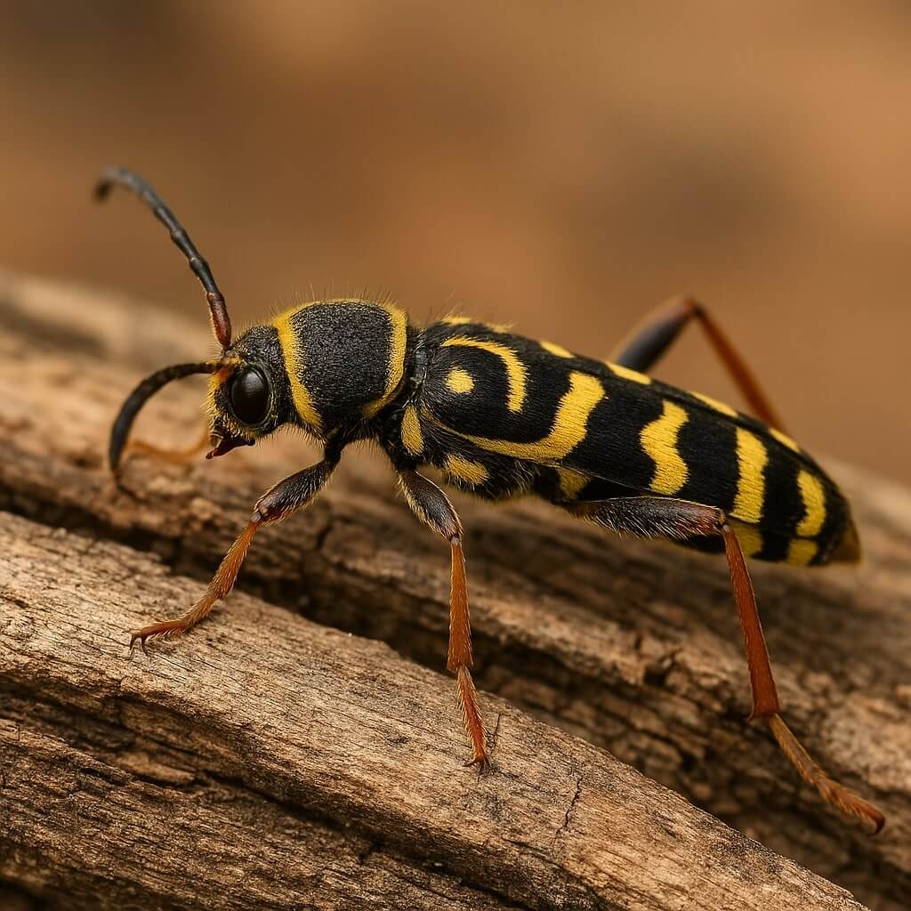 Drzeworadek dębowy z paskami jak osa