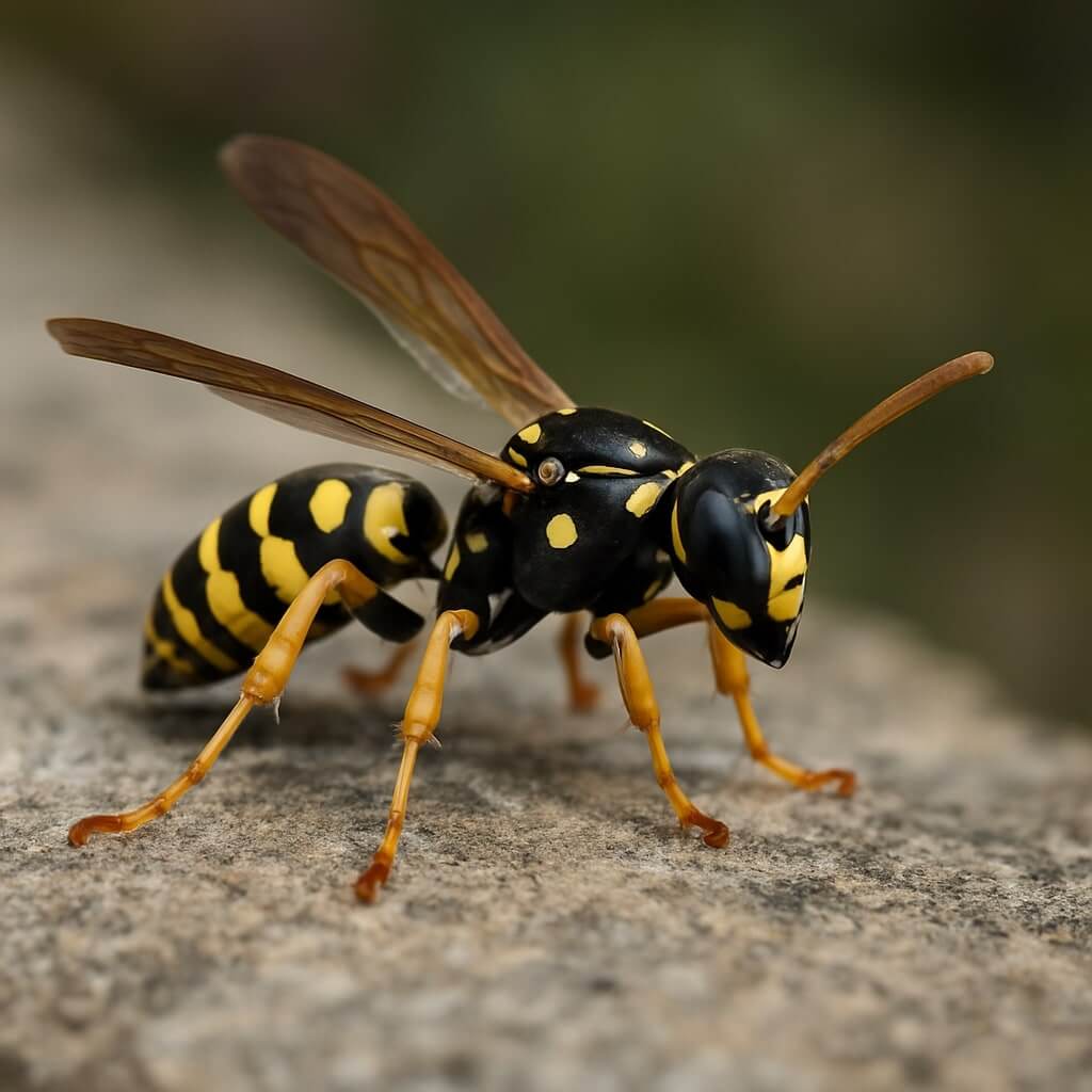 Klecanka rdzaworożna - smukły owad przypominający osę