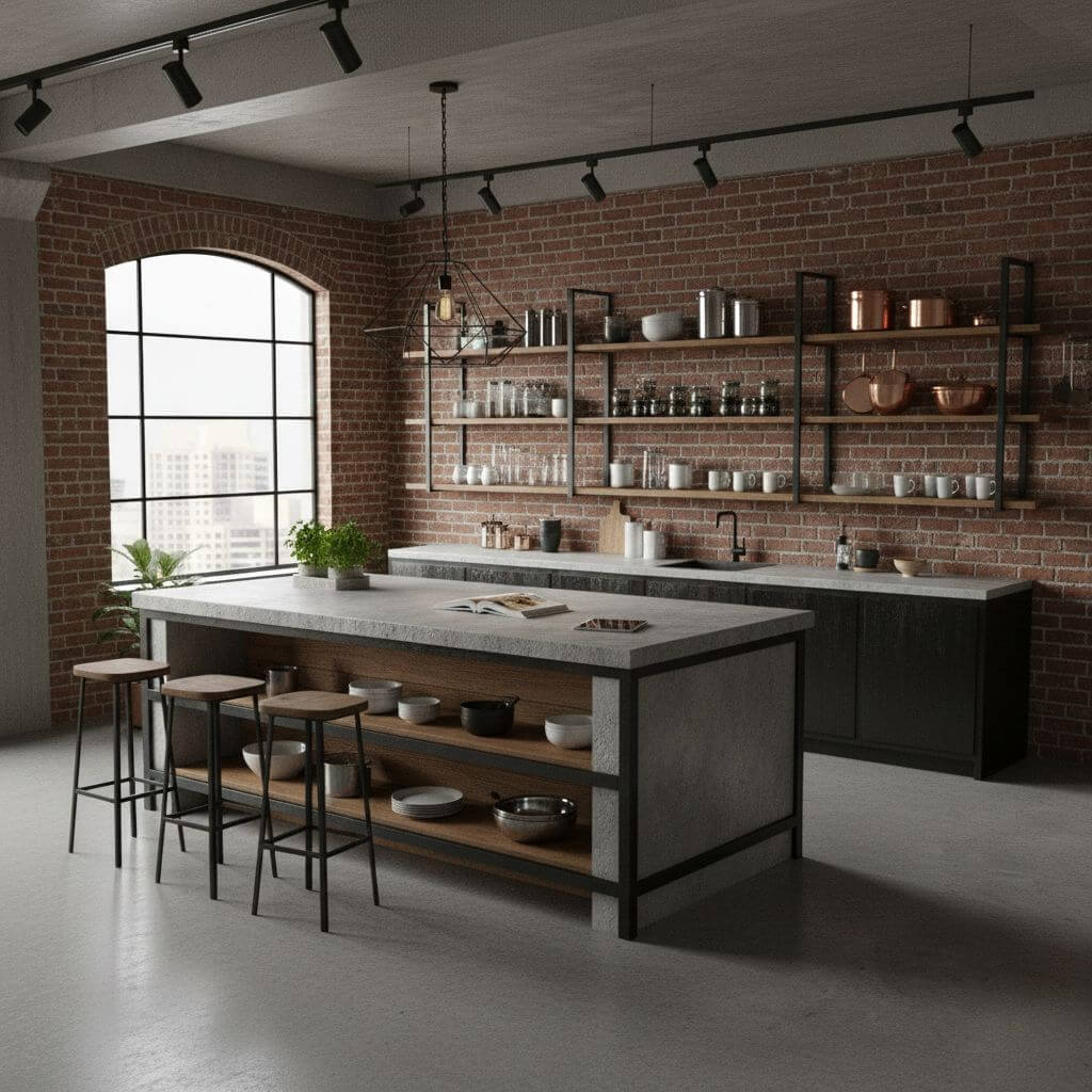 Kuchnia w stylu loftowym Loftowe wnętrza - klimatyczna kuchnia