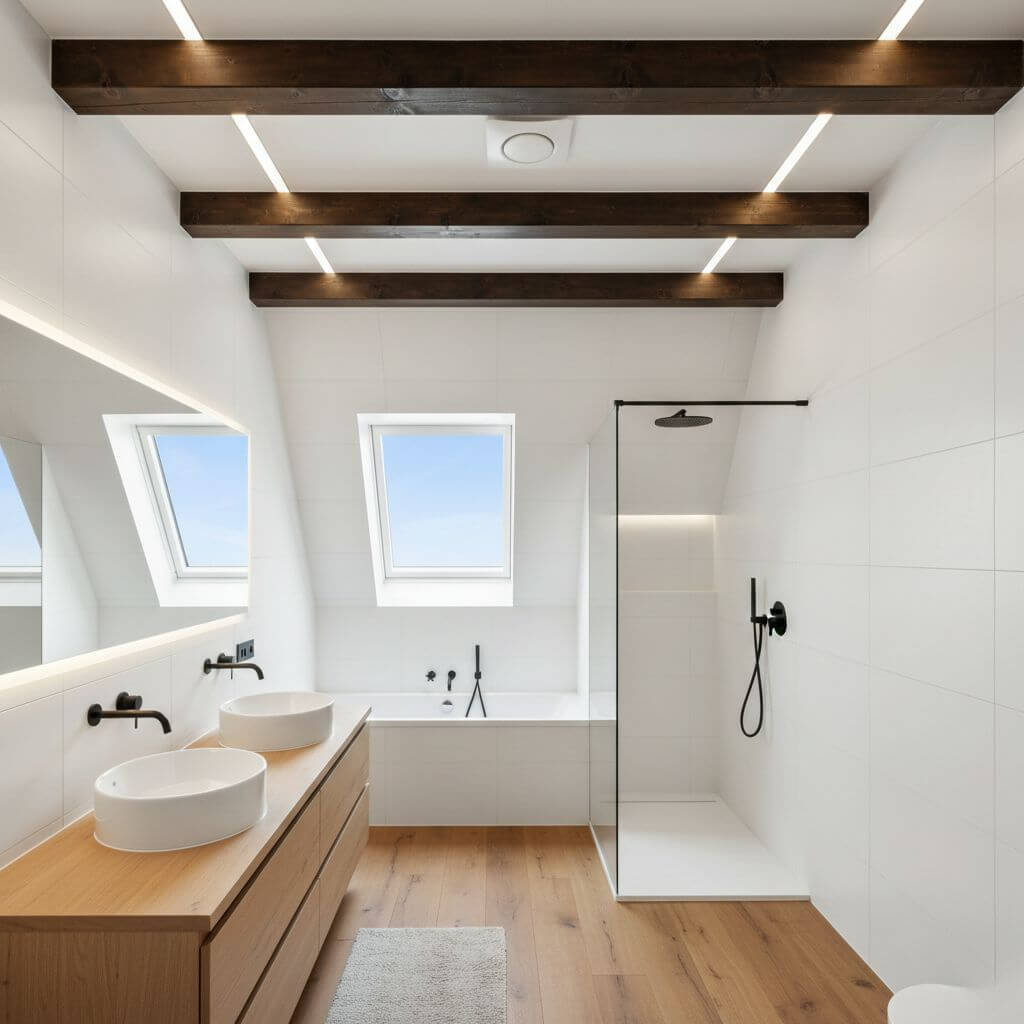 Łazienka z oknem na poddaszu