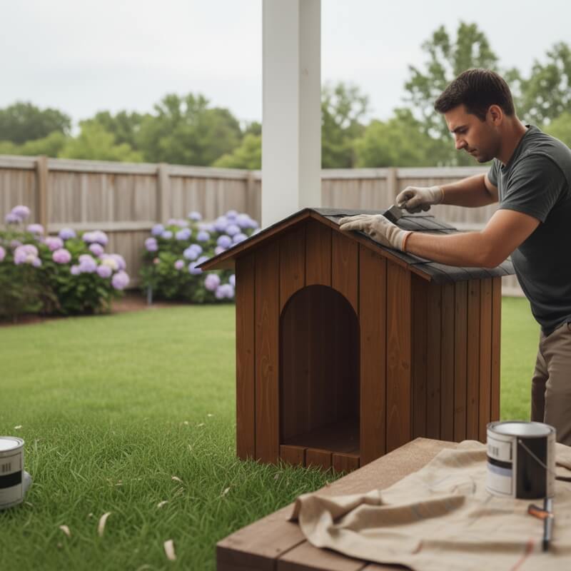 malowanie budy dla psa impregnatem