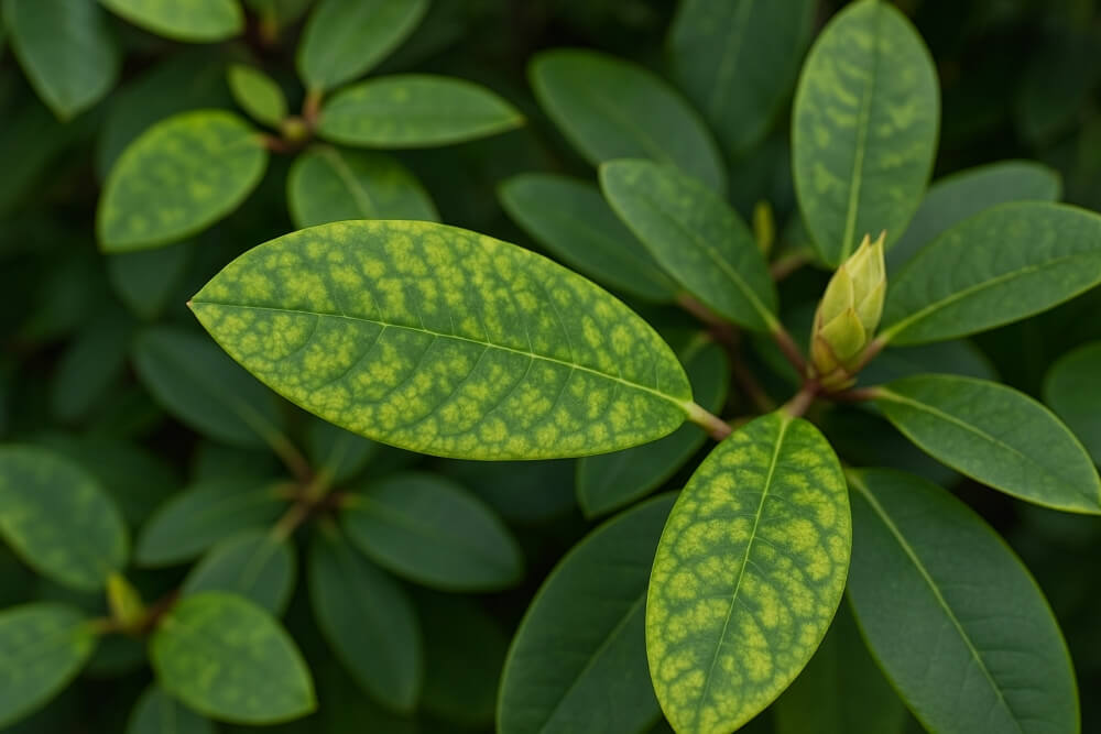 choroby rododendronów - mozaika liści mozaika liści - choroby rododendronów