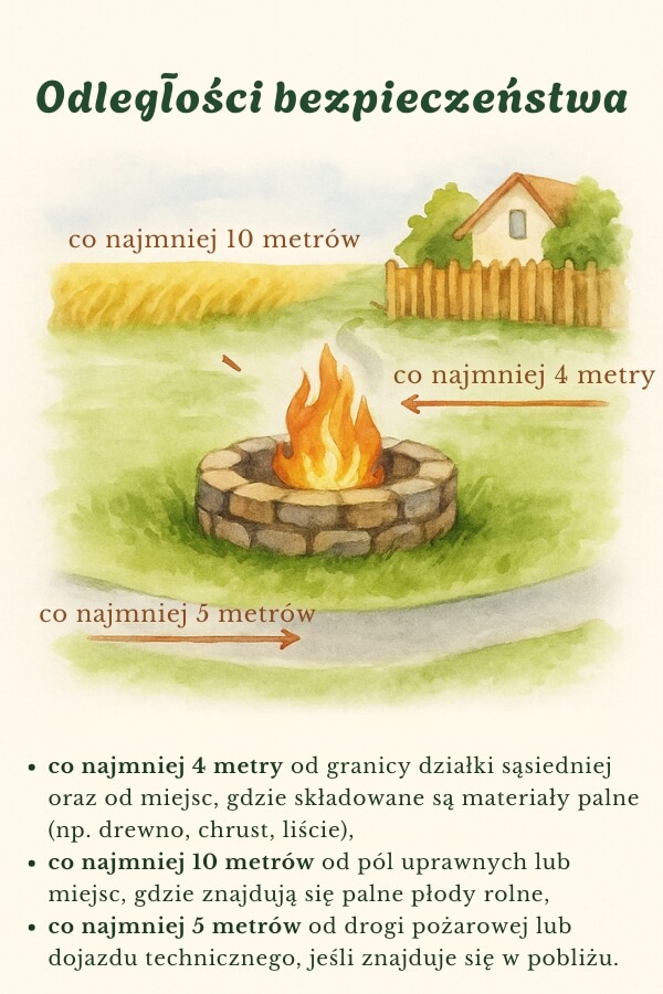 ognisko w ogrodzie z kamieni a odległość od pól uprawnych ognisko w ogrodzie z kamieni a odległość od budynków