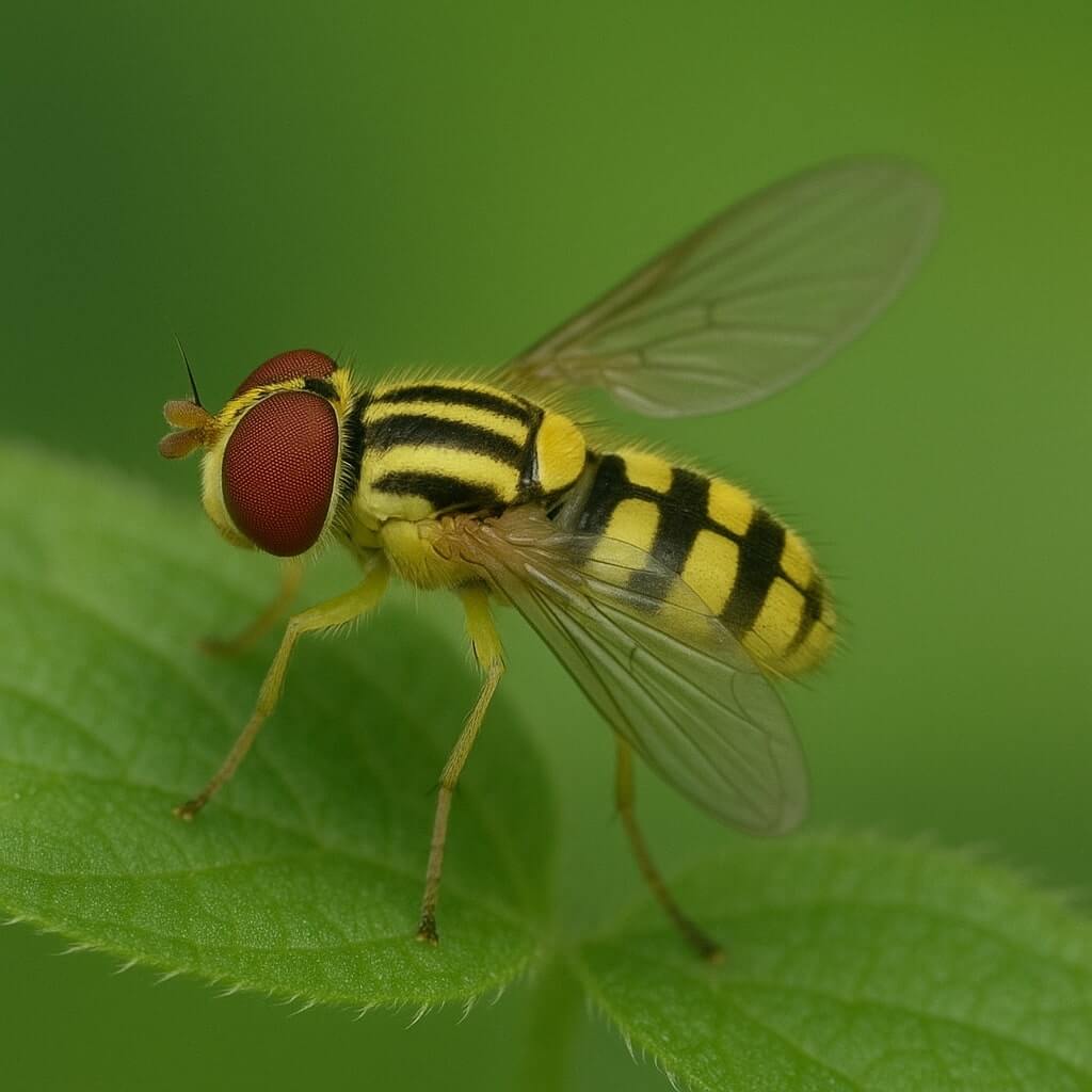 Niezmiarka paskowana - mucha przypominająca osę