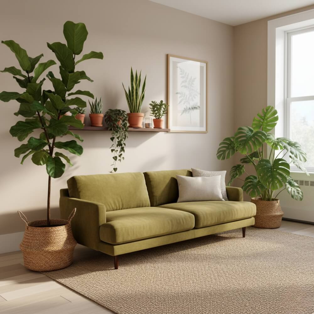 rośliny jako dekoracja pięknego salonu