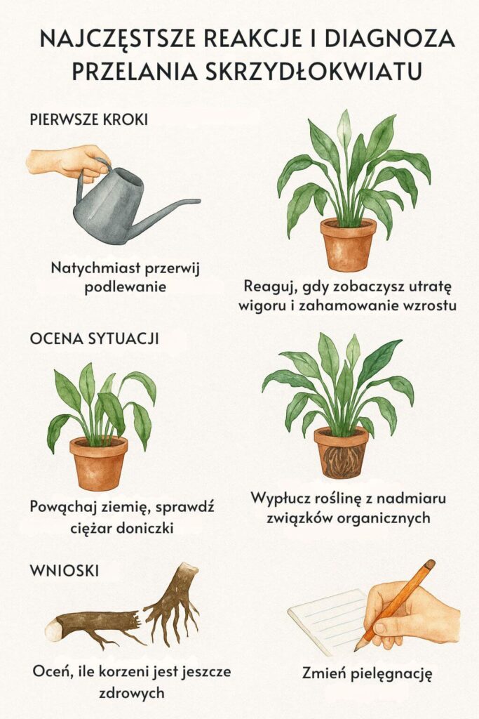 Jakie kroki podjąć po przelaniu skrzydłokwiatu?