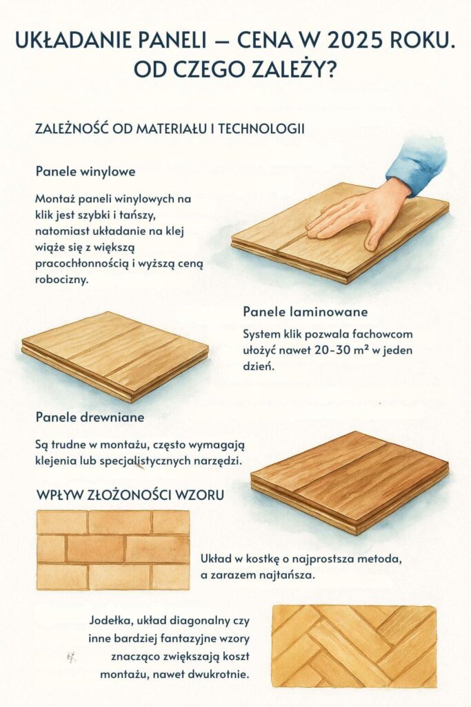 Układanie paneli – cena w zależności od rodzaju paneli i wzoru