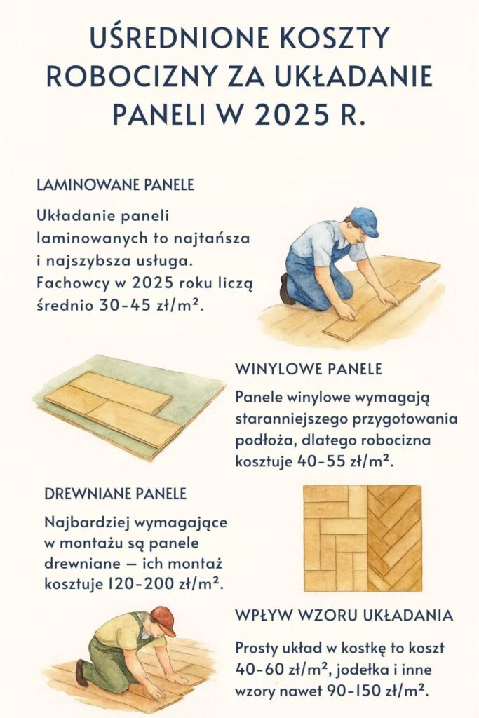 Średnia cena robocizny za układanie paneli