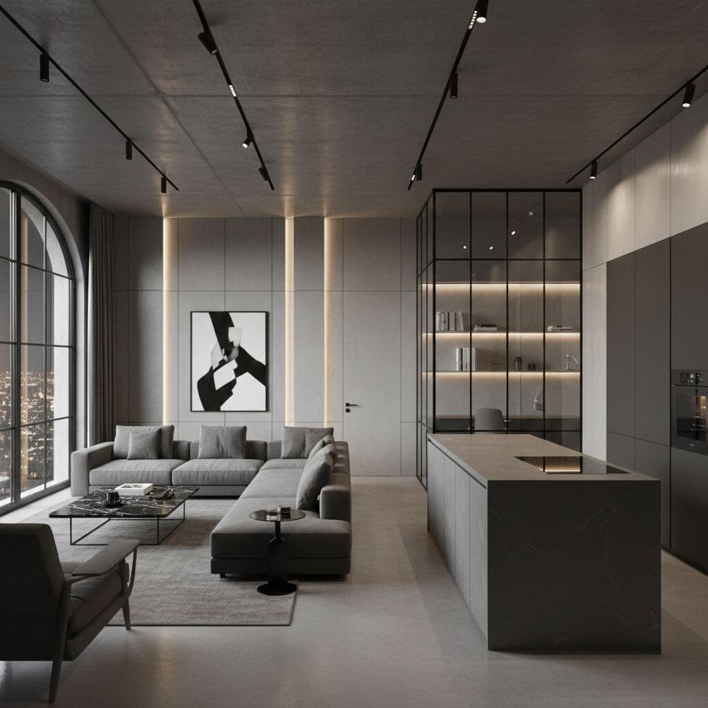 Loftowe wnętrza - styl nowoczesny Wnętrze urządzone w stylu nowoczesnego loftu