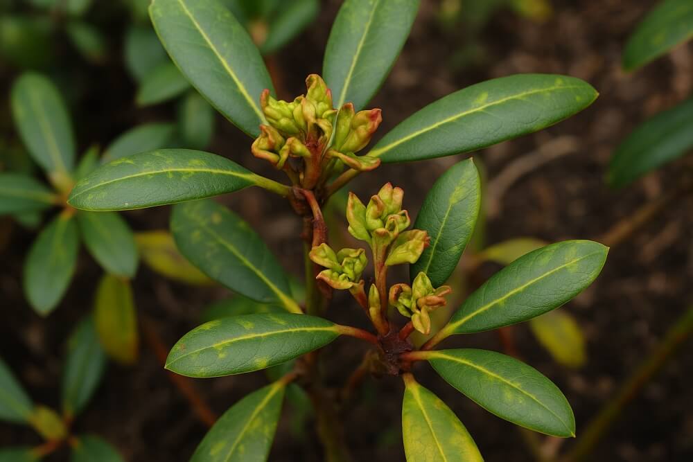 zniekształcenia wzrostu u rododendronów na skutek wirusów zniekształcenia wzrostu u rododendronów
