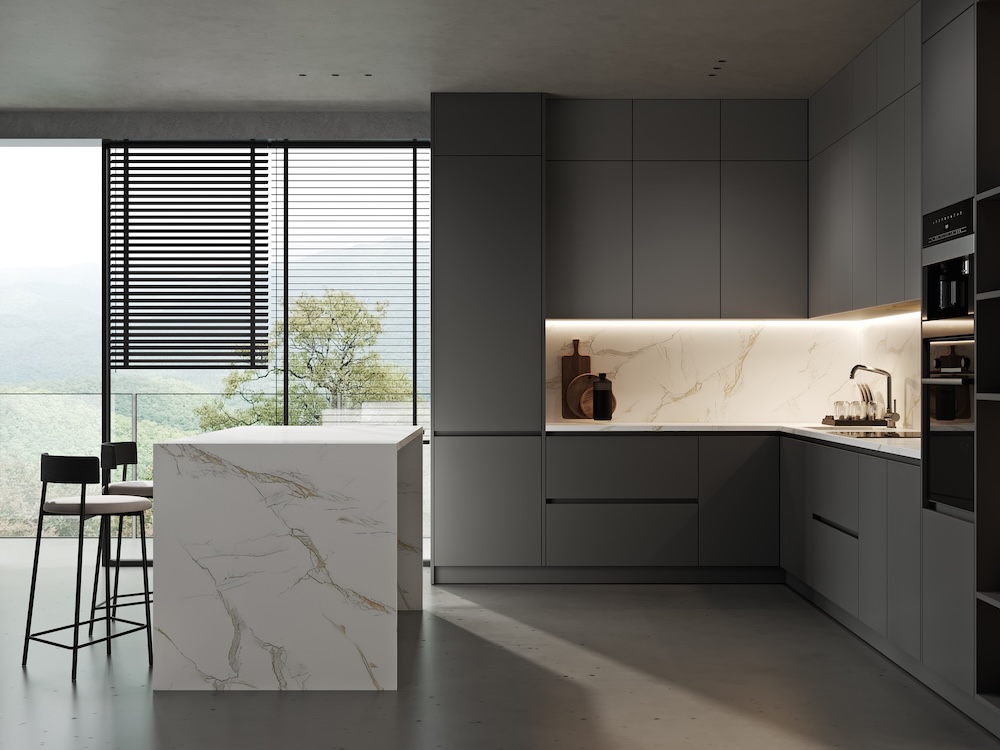 aneks kuchenny z kamienną wyspą 