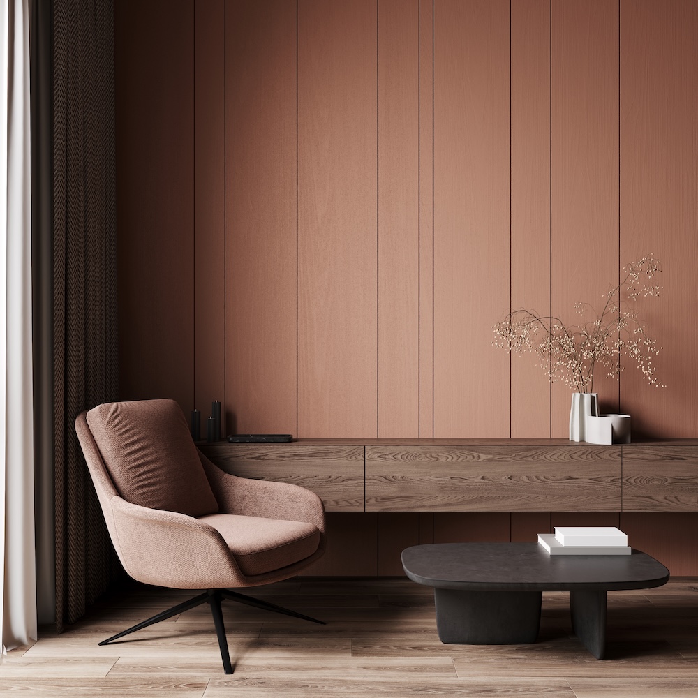 nowoczesne mieszkanie w brązowych kolorach 