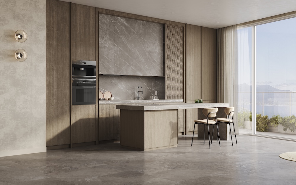 nowoczesne mieszkanie z meblami z drewna 