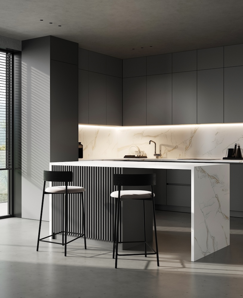 nowoczesne mieszkanie z oświetlonym aneksem 