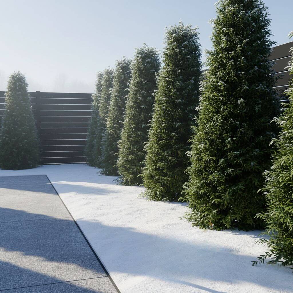 Cis pospolity wzdłuż ogrodzenia 