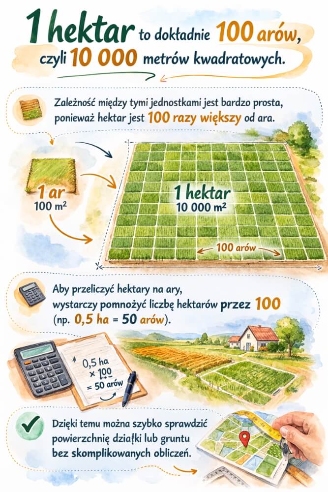 1 hektar ile to arów - zależność jednostek 1 hektar - ile to arów w praktyce
