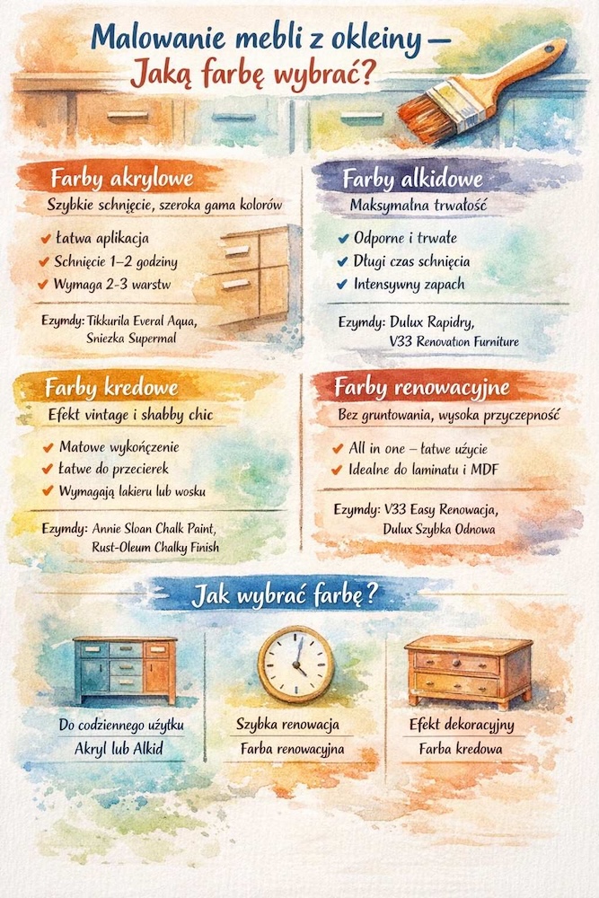 malowanie mebli z okleiny - polecane farby 