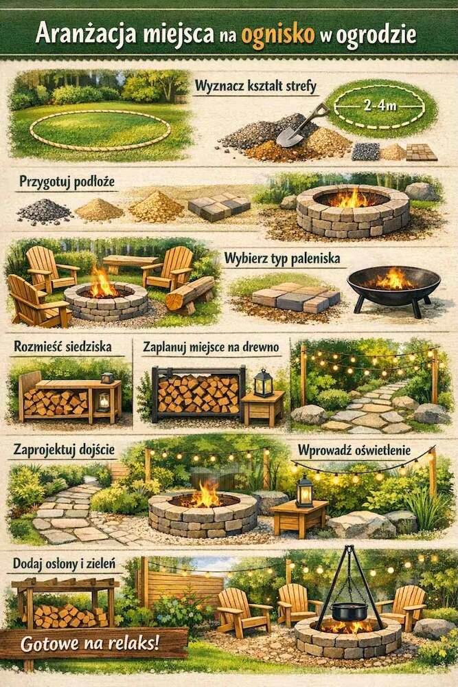 miejsce na ognisko w ogrodzie - jak zaaranżować 