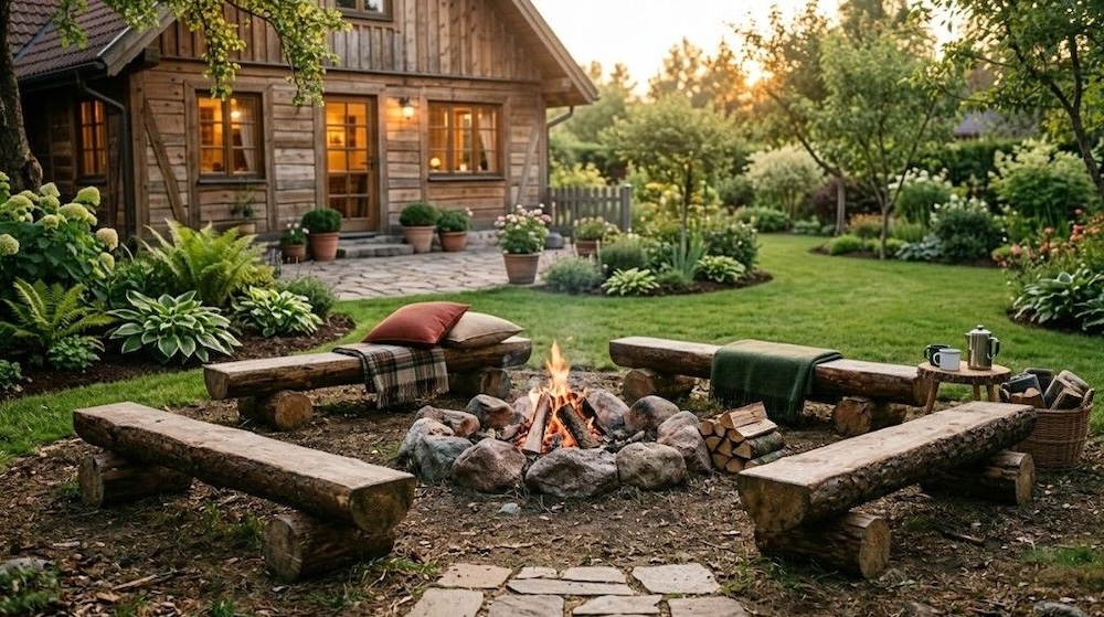 biwakowy klimat ogniska w ogrodzie 