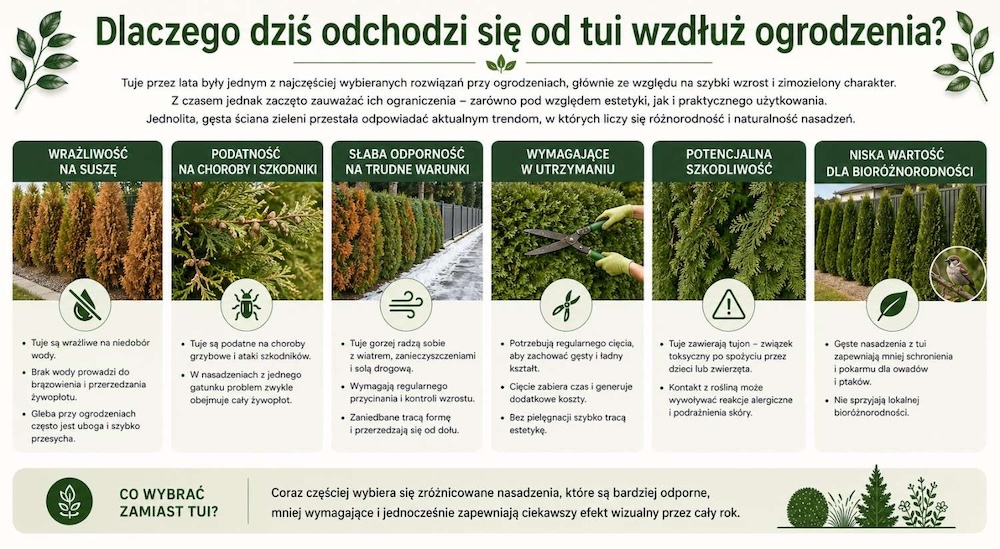 dlaczego dziś rzadko wybiera się tuje 