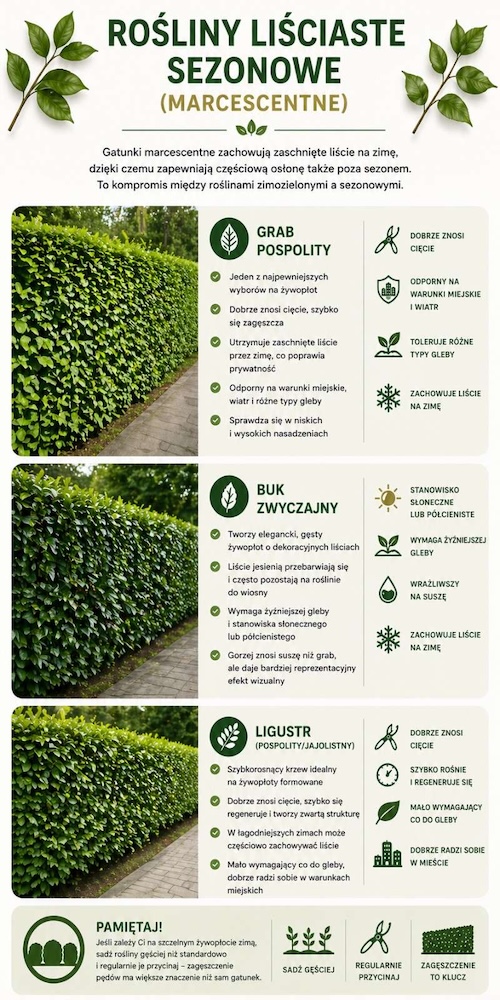 zamiast tui co posadzić wzdłuż ogrodzenia - rośliny liściaste sezonowe 