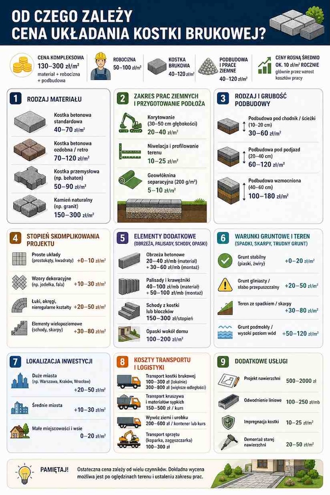 układanie kostki brukowej cena - co na nią wpływa układanie kostki brukowej cena - co o niej decyduje