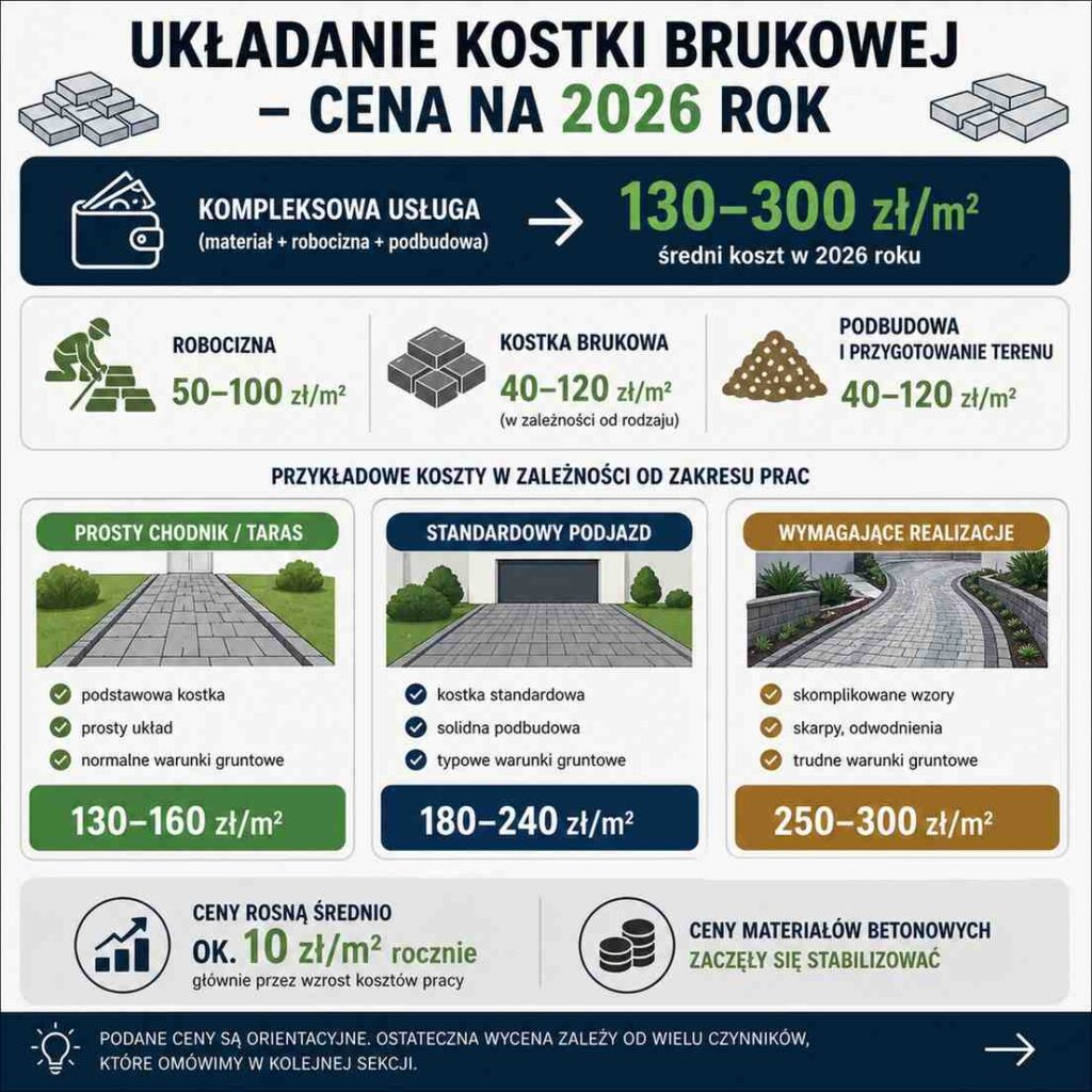układanie kostki brukowej - cena usługi w 2026 roku układanie kostki brukowej - cena na 2026 rok