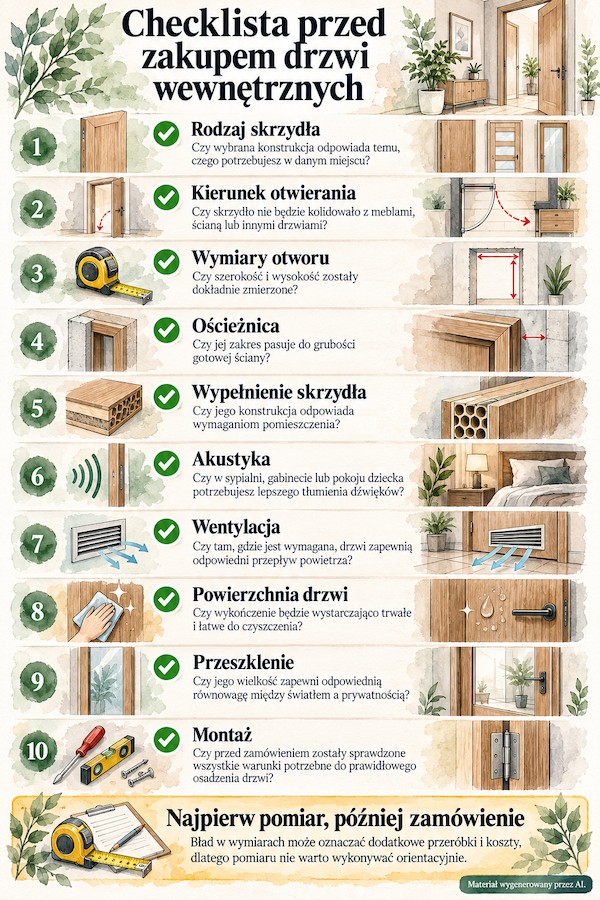 Jakie drzwi wewnętrzne – checklista przed zakupem Checklista przed zakupem drzwi wewnętrznych