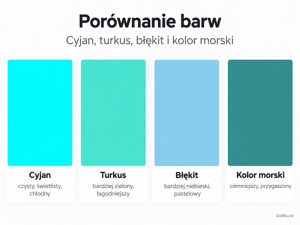 cyjan kolor a inne barwy niebieskie 