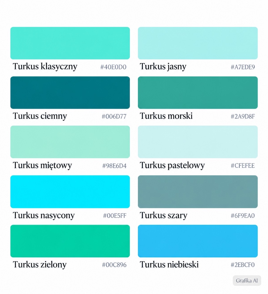 kolor turkus - warianty 