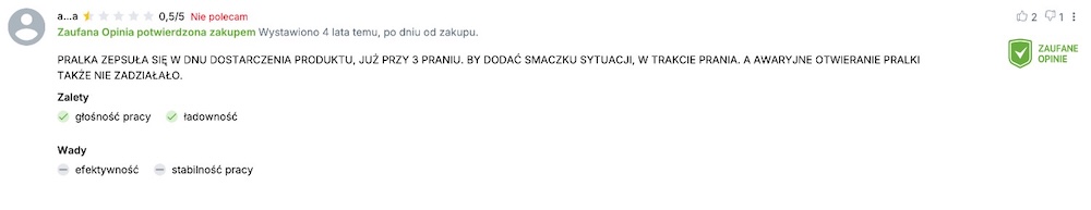 pralki miele - opinie niezadowolonego użytkownika 