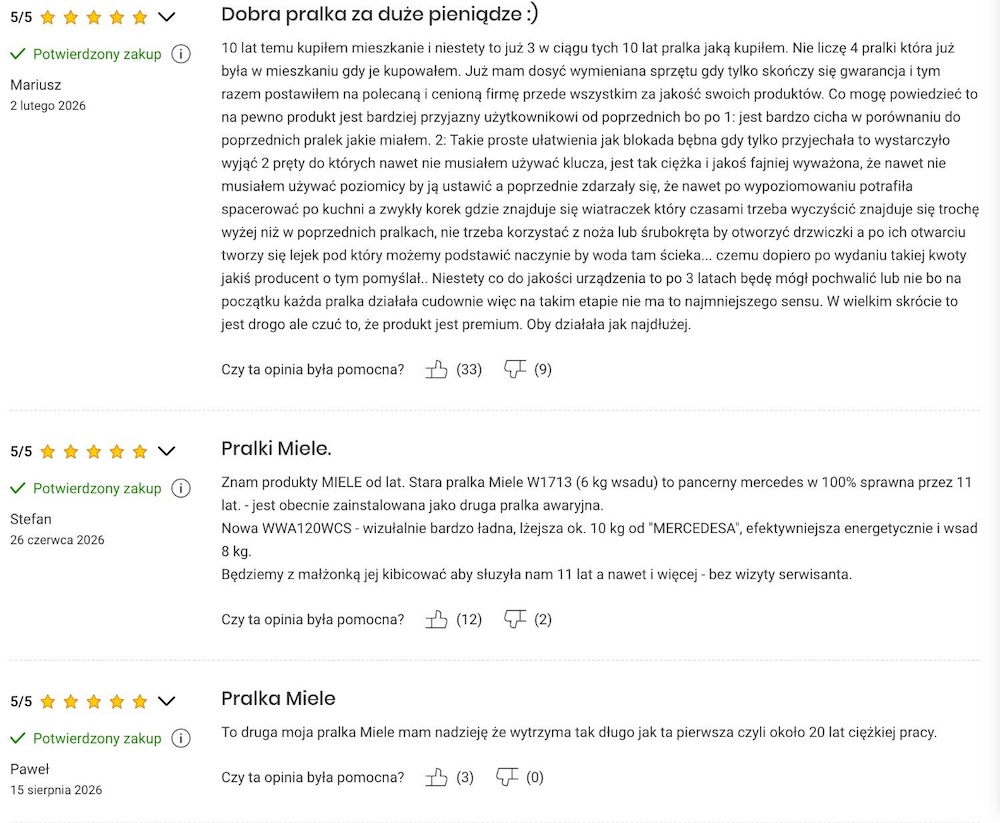 pralki miele - opinie na media expert